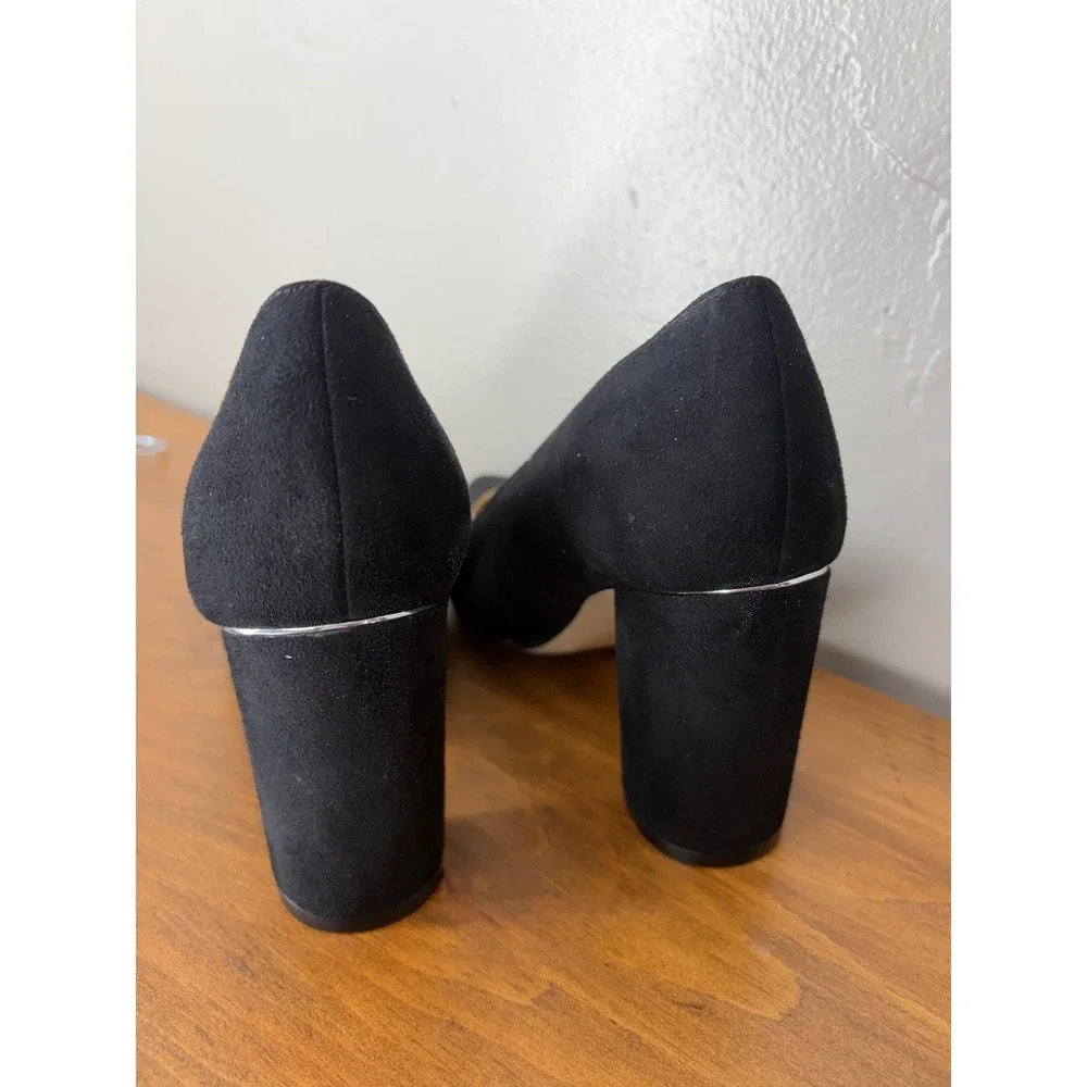 Marc Fisher Vividly Black Suede Pointed Toe Block Heel Pumps MFVIVIDLY-C Size 6M